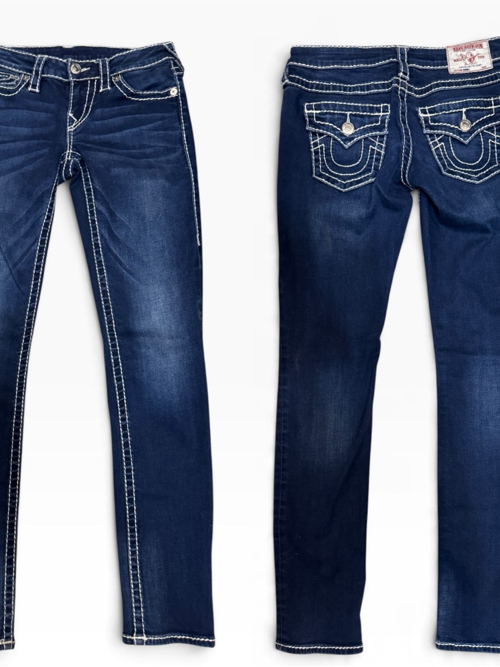 True Religion Women's Indigo Skinny Jeans with Contrast Stitching